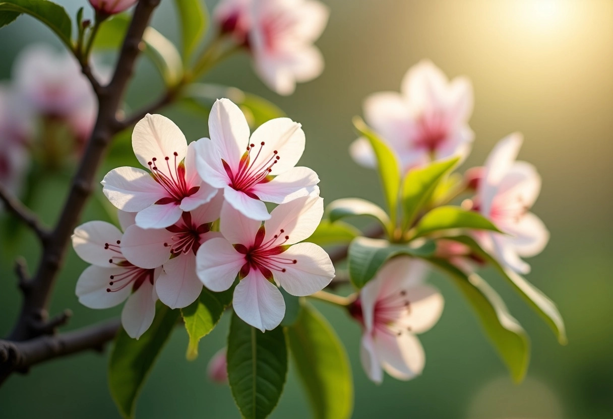 arbre fleurs roses